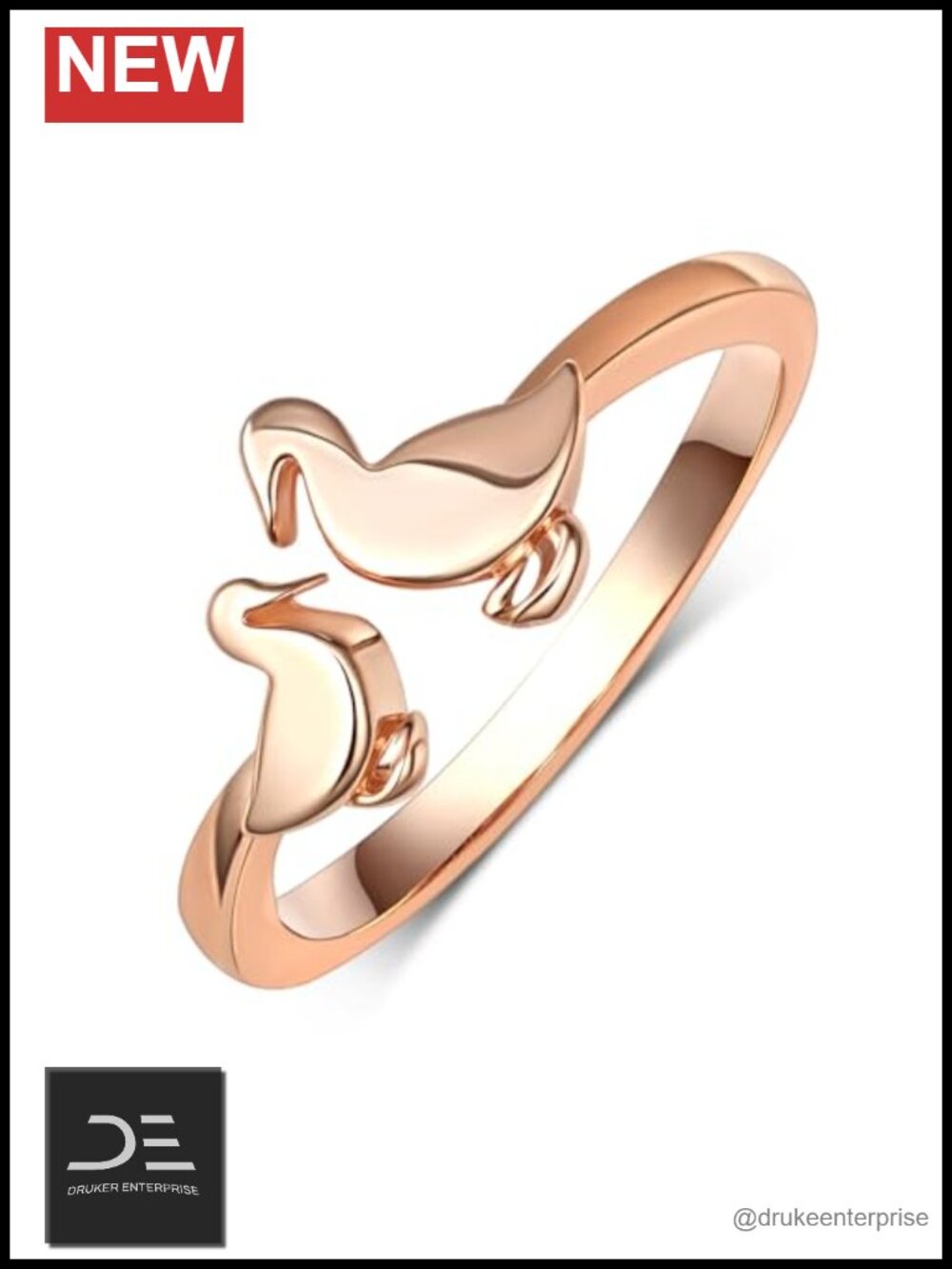 Sterling Silver Duck Open Ring Adjustable Cute Jewelry Gift